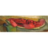 Gabriele Münter, Berlin 1877 - 1962 Murnau am Staffelsee, zugeschrieben, Stillleben mit Wassermelone