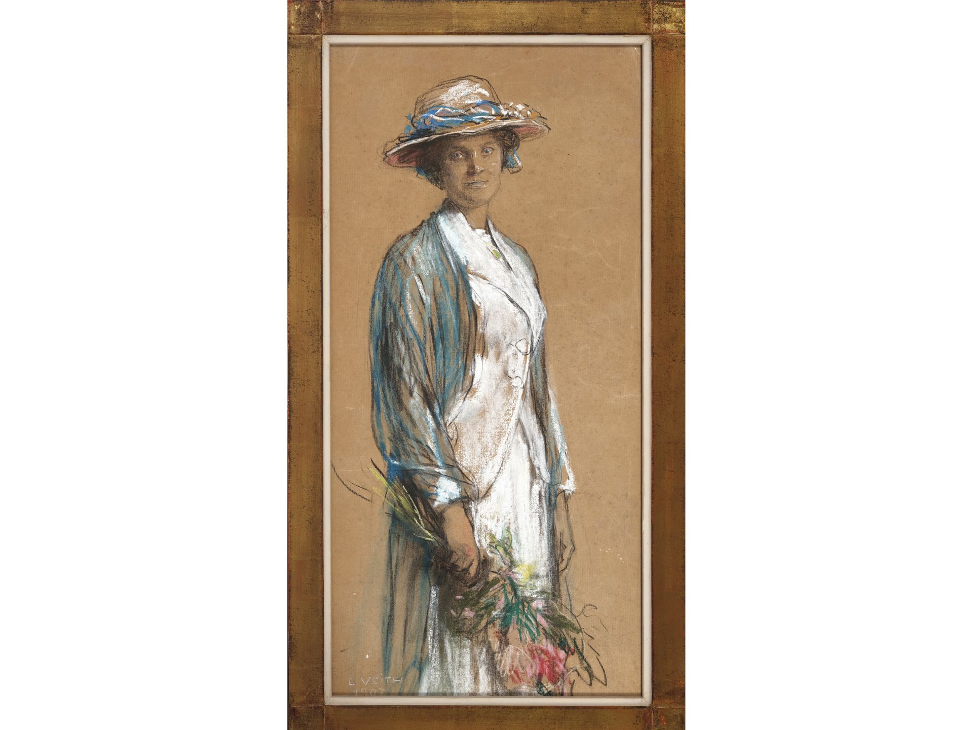 Eduard Veith, Neutitschein 1858 - 1925 Wien, Dame mit Blumen - Bild 2 aus 4