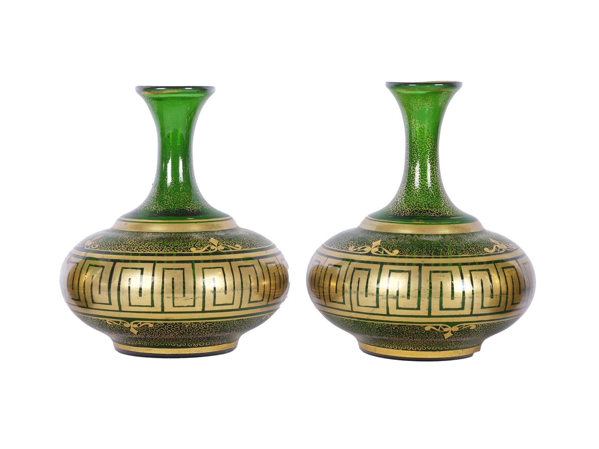 Pair of glass flasks, Biedermeier, around 1840 - Image 2 of 2