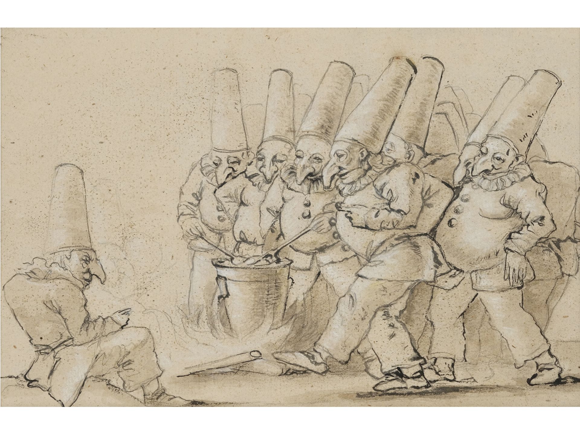 Giambattista Tiepolo, 1696 Venedig - 1770 Madrid, Nachfolge, Gnome mit venezianischen Masken