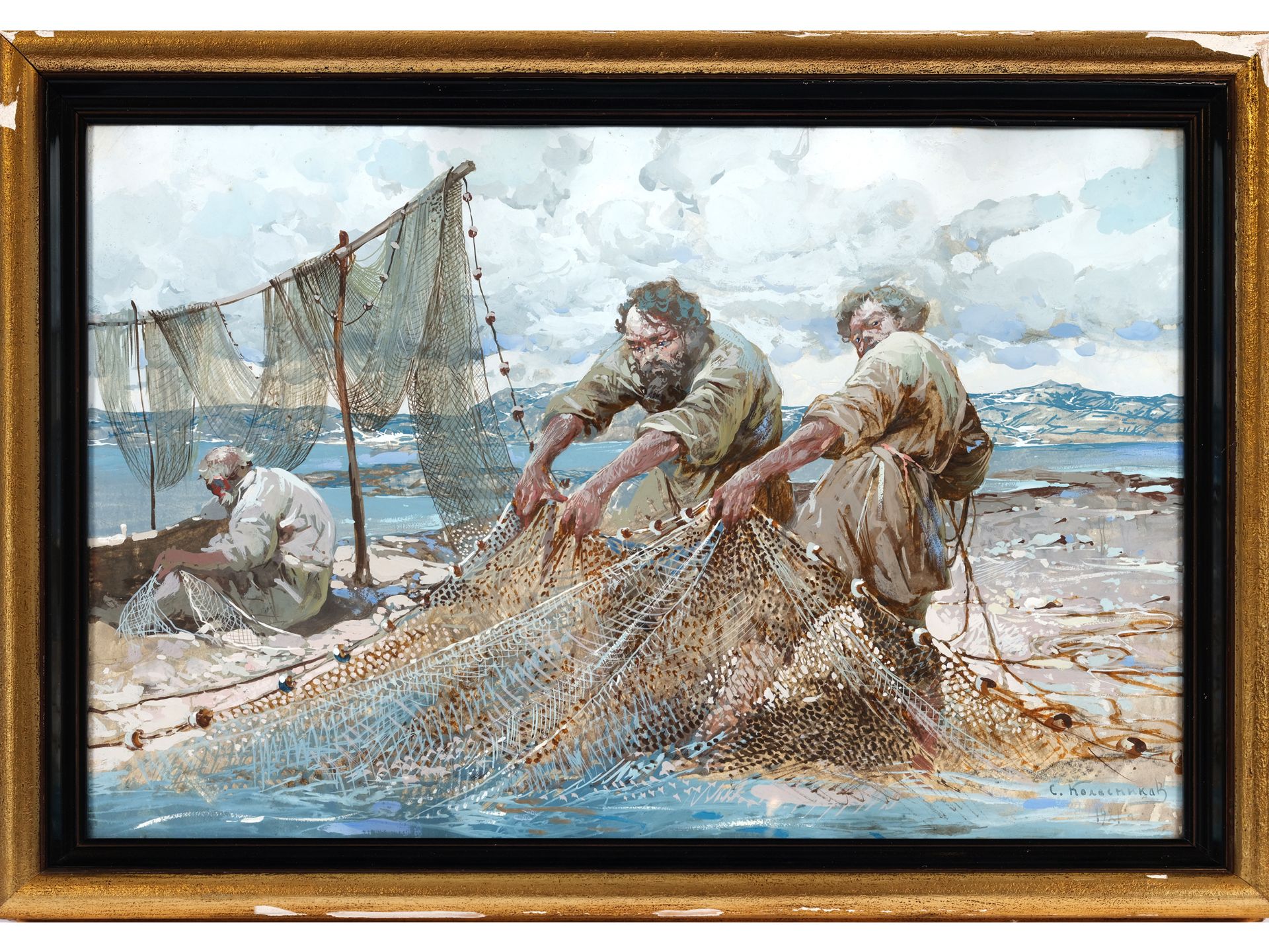 Stepan Fedorovitch Kolesnikoff, Ukraine 1879 - 1955, The Fishermen - Image 2 of 5