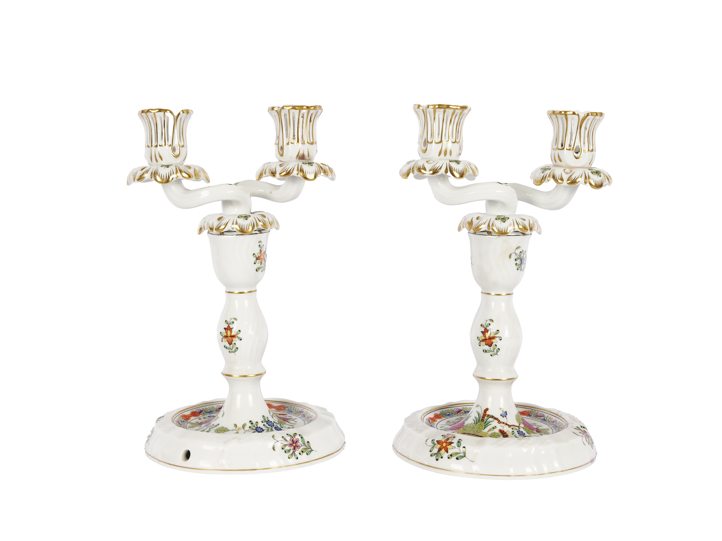 Pair of candlesticks with two-light attachment, Herend, Fleurs des Indes/Indian Basket Multicolour - Image 2 of 5