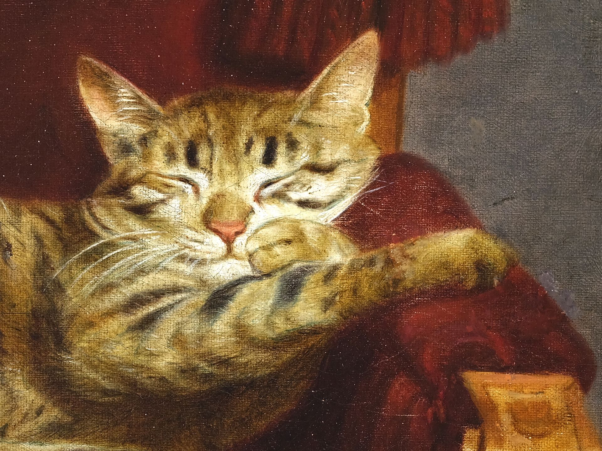 Julius Hamburger, Österreich, 1830 - 1909, Katze auf Sessel - Bild 4 aus 5