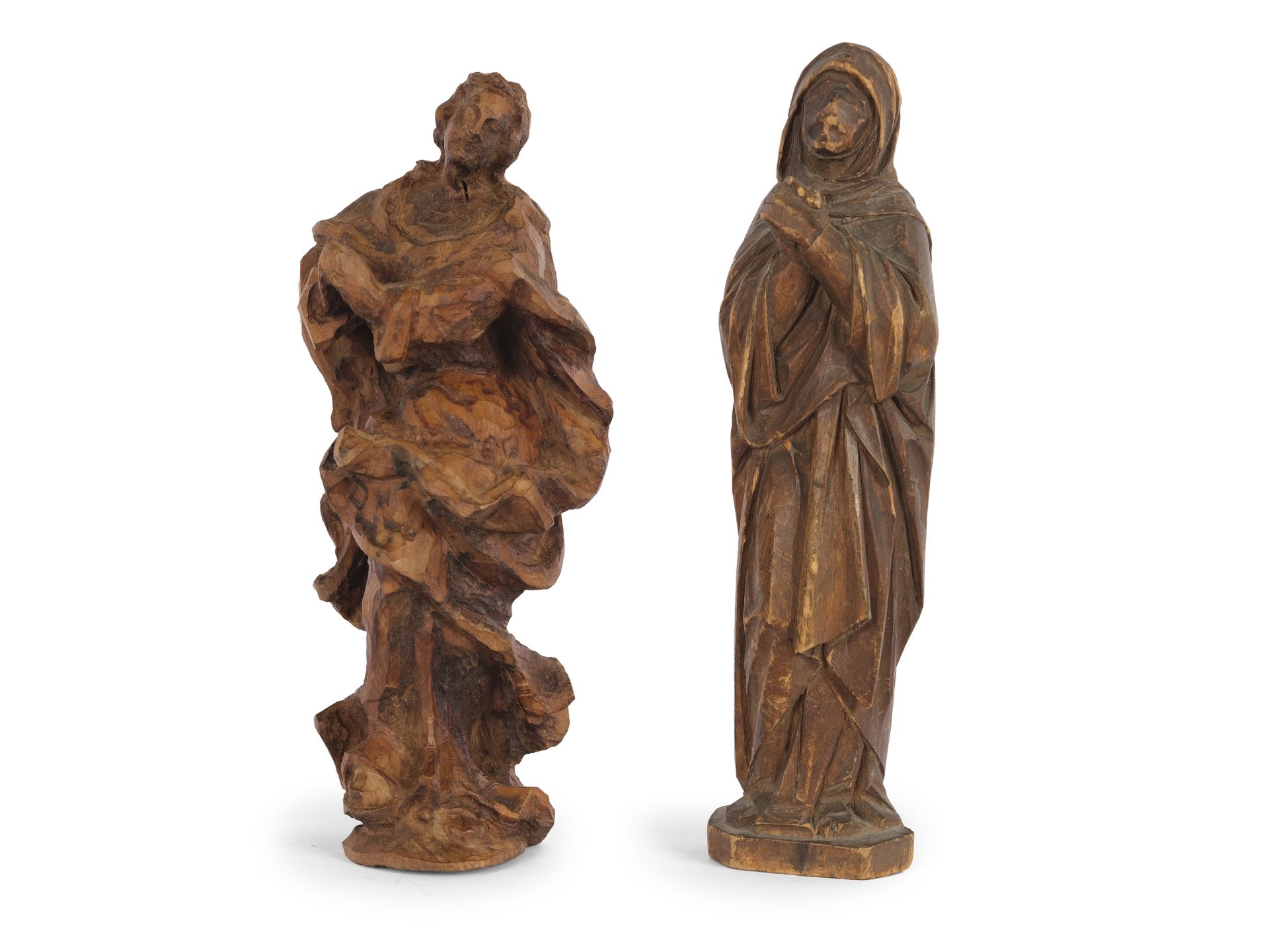 Paar Figuren, Maria als Jungfrau und trauernde Maria, 19. Jahrhundert?