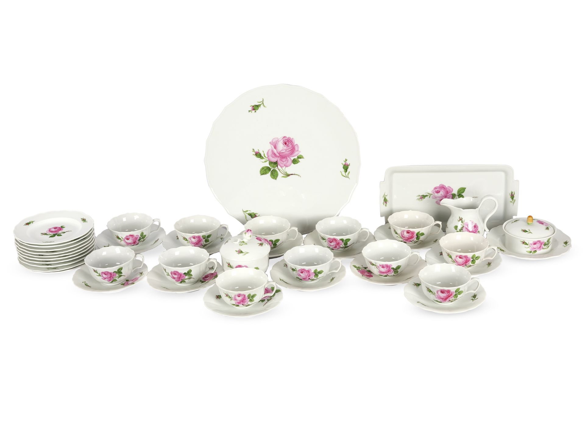 Teegarnitur, 38-teilig, Meissen, Rosendekor