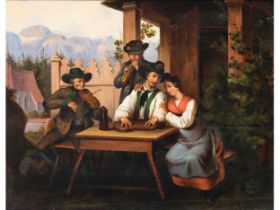 Unknown painter, mid-19th century, Tavern scene in Tyrol