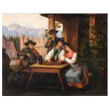 Unbekannter Maler, Mitte 19. Jahrhundert, Wirtshausszene in Tirol