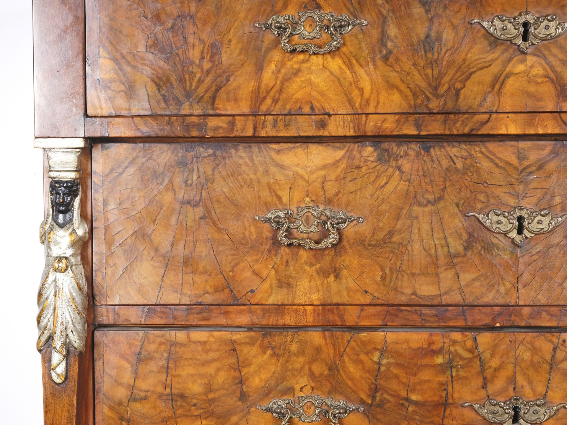 Empire chest of drawers with two side caryatids, 7 drawers, Danube Monarchy, around 1820/30 - Image 4 of 5