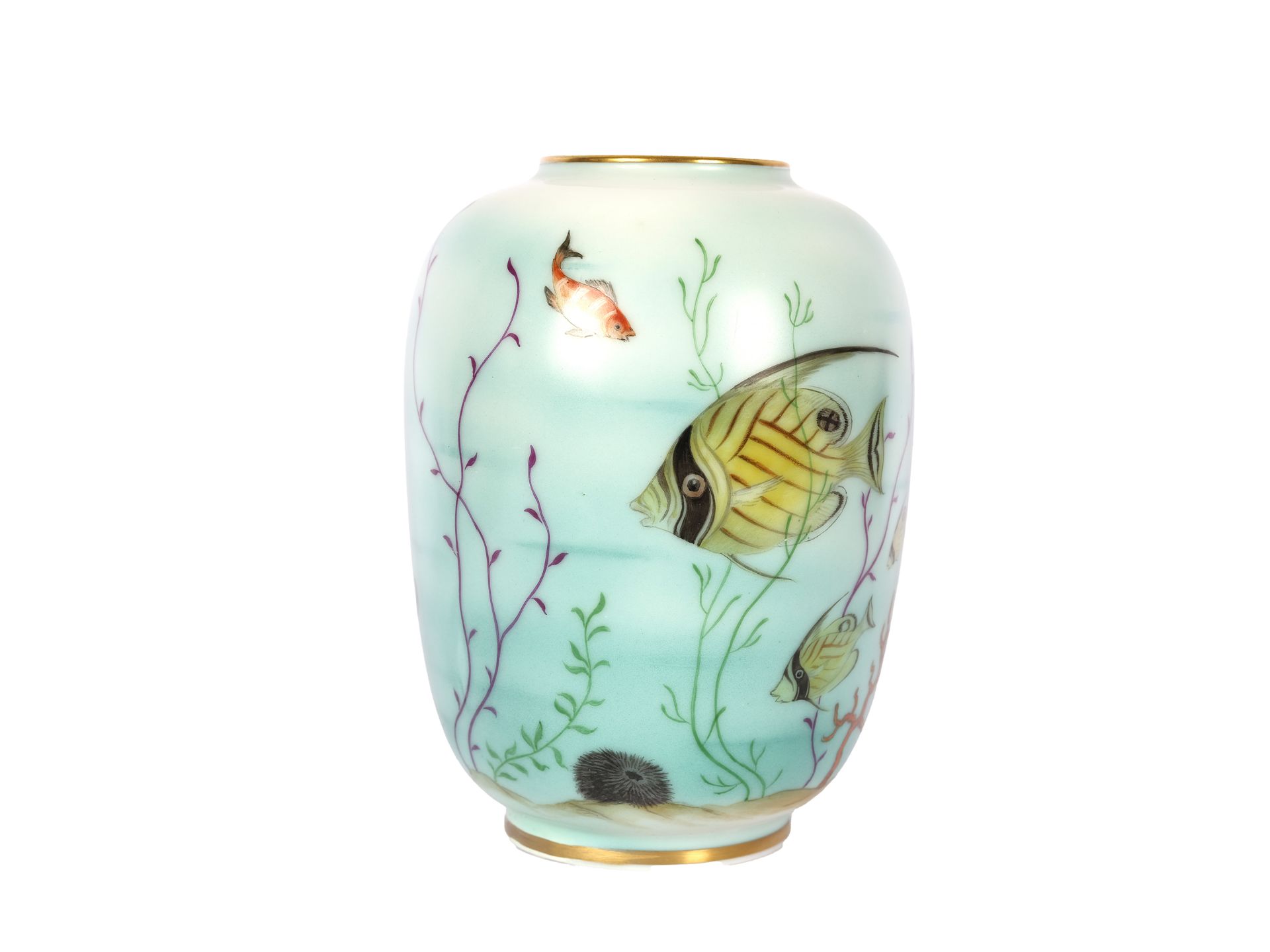 Augarten Vienna, vase with fish, 1920s