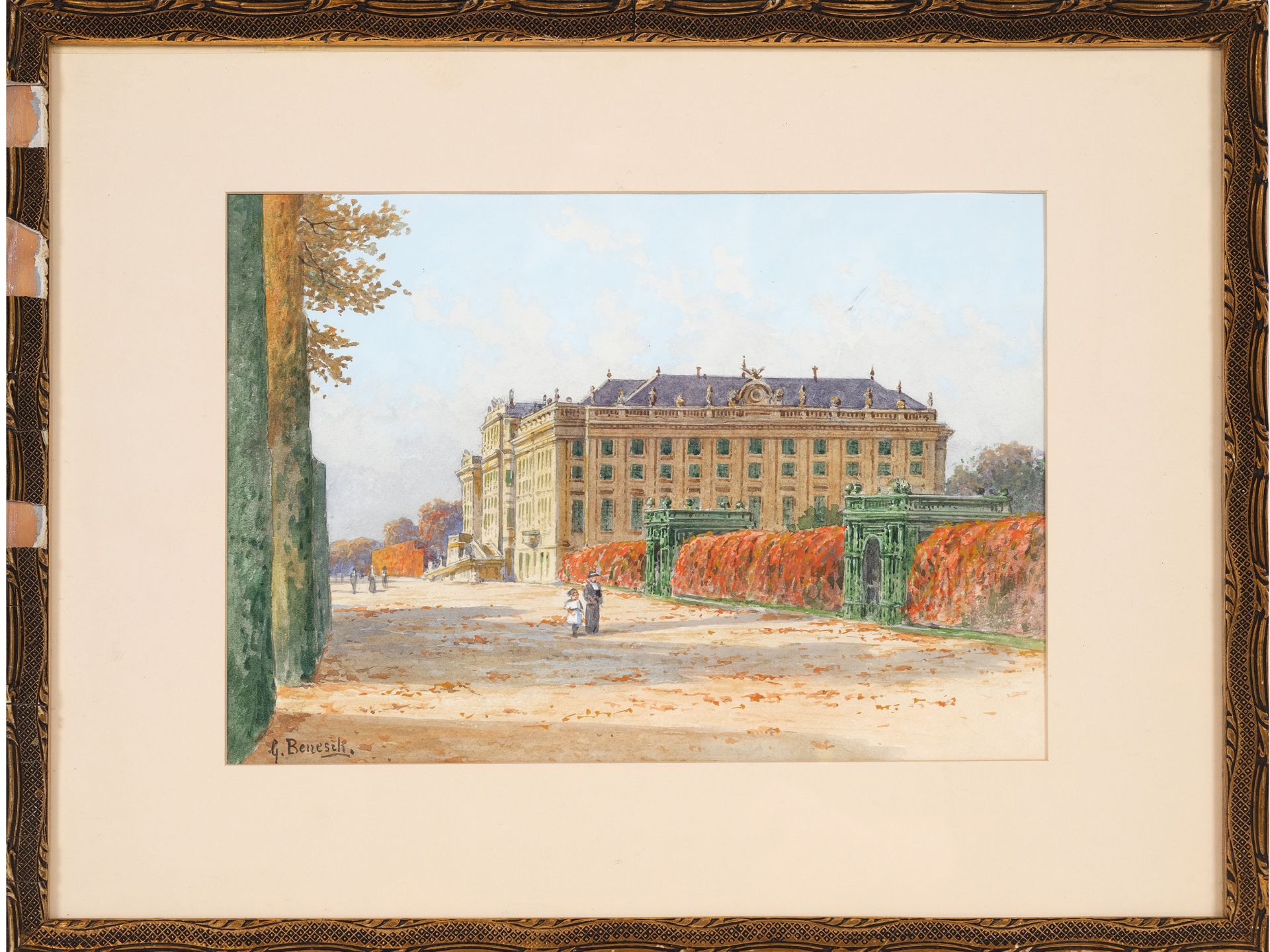 Gustav Benesch, tätig in Wien um 1900, Schönbrunner Schlossgarten - Bild 2 aus 4