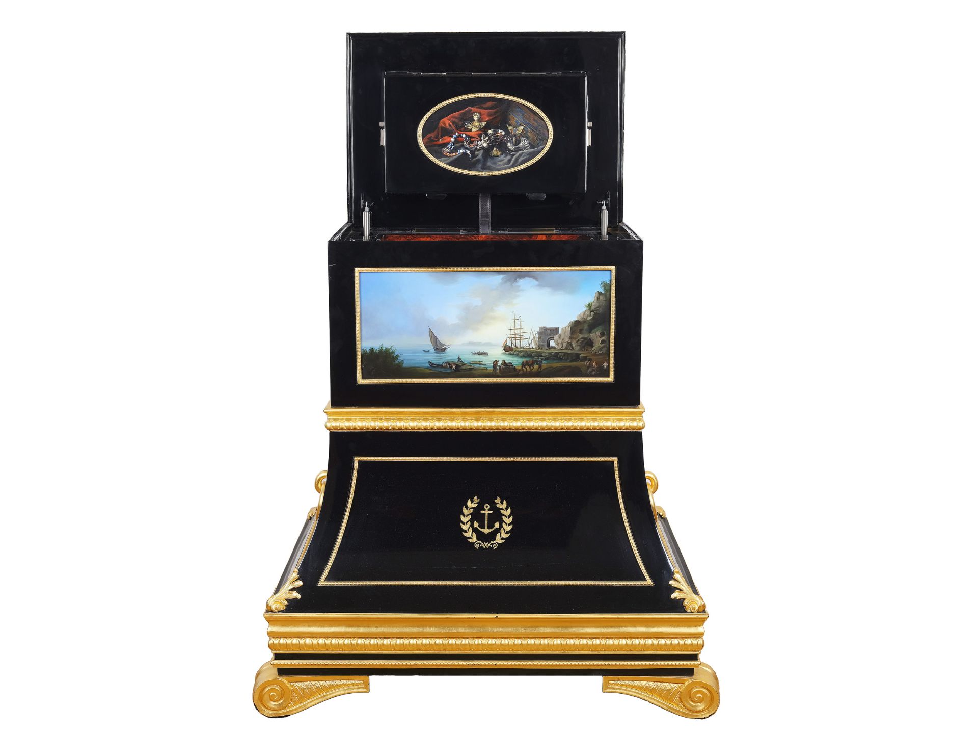 Safe, one-of-a-kind, handcrafted, revolving maritime scenes after Claude J. Vernet - Image 4 of 20