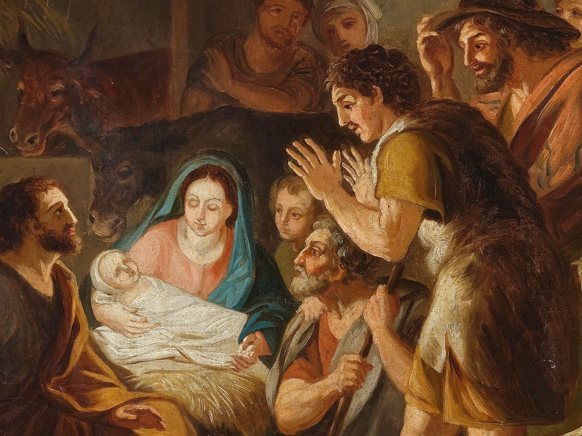 Unbekannter Maler, Geburt Christi, Süddeutsch, 18./19. Jahrhundert - Bild 3 aus 4