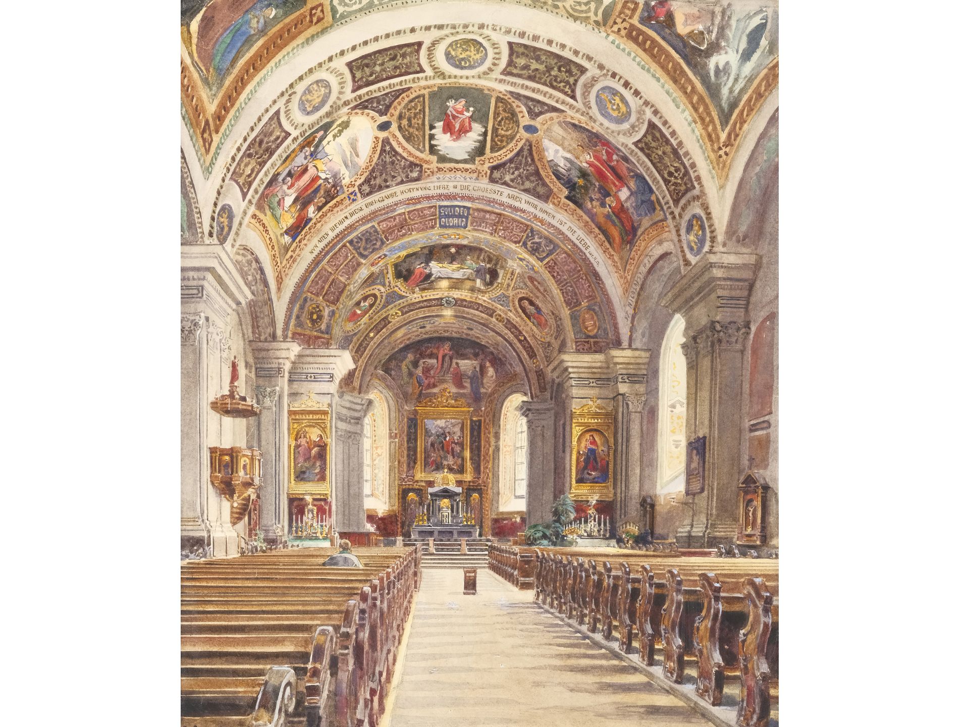 Ernst Graner, Werdau 1865 - 1943 Wien, Kircheninterieur