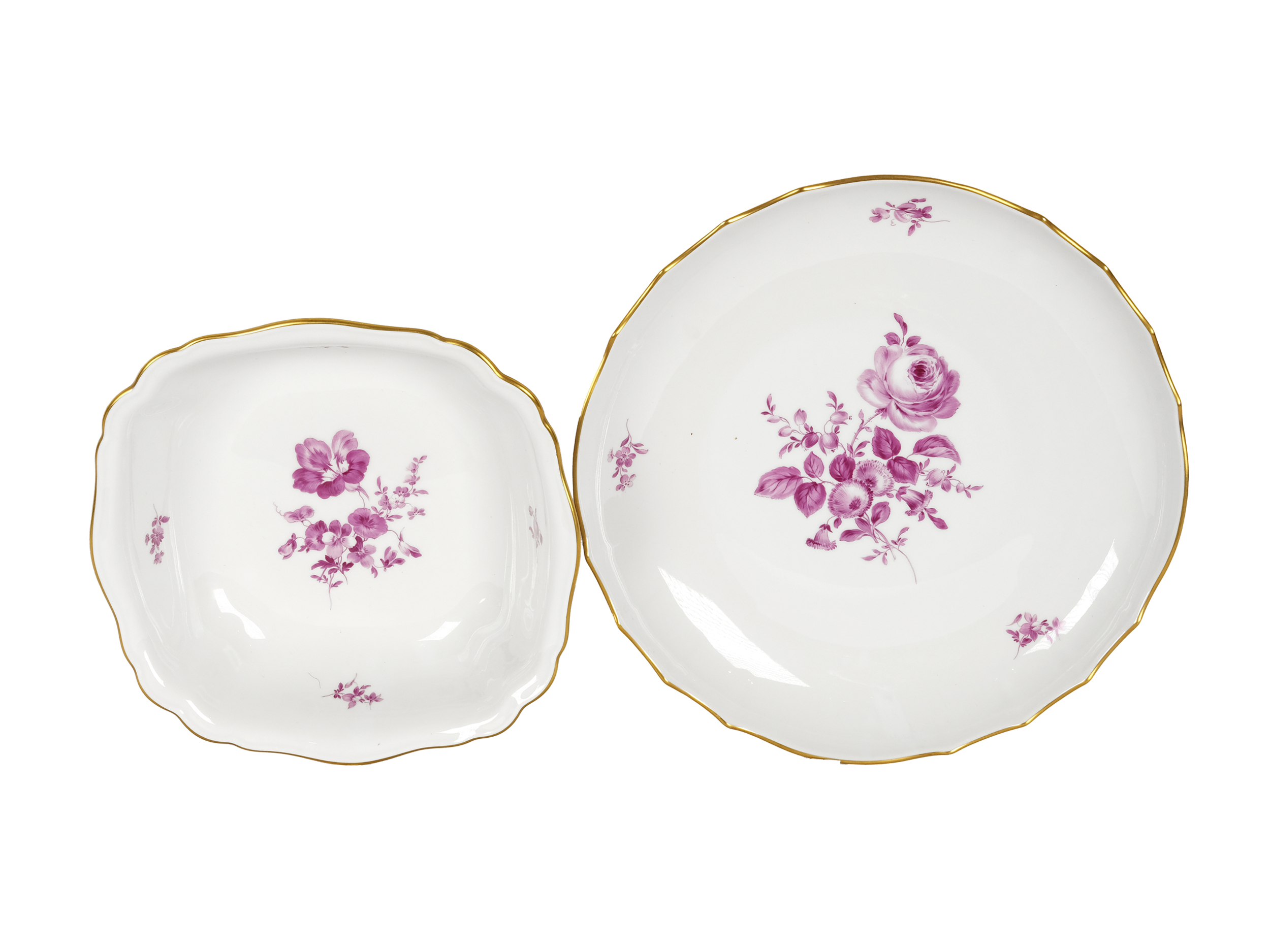 Dinner service for 6 persons, 24-piece, Violet foral decor, Meissen - Image 6 of 7