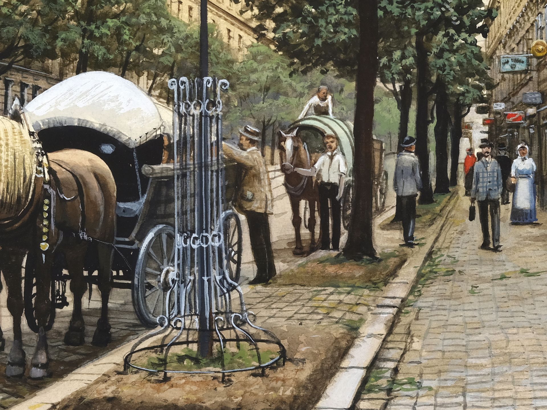Richard Pokorny, Österreich, 1907 - 1997, Die Pferdekutsche  - Bild 3 aus 5
