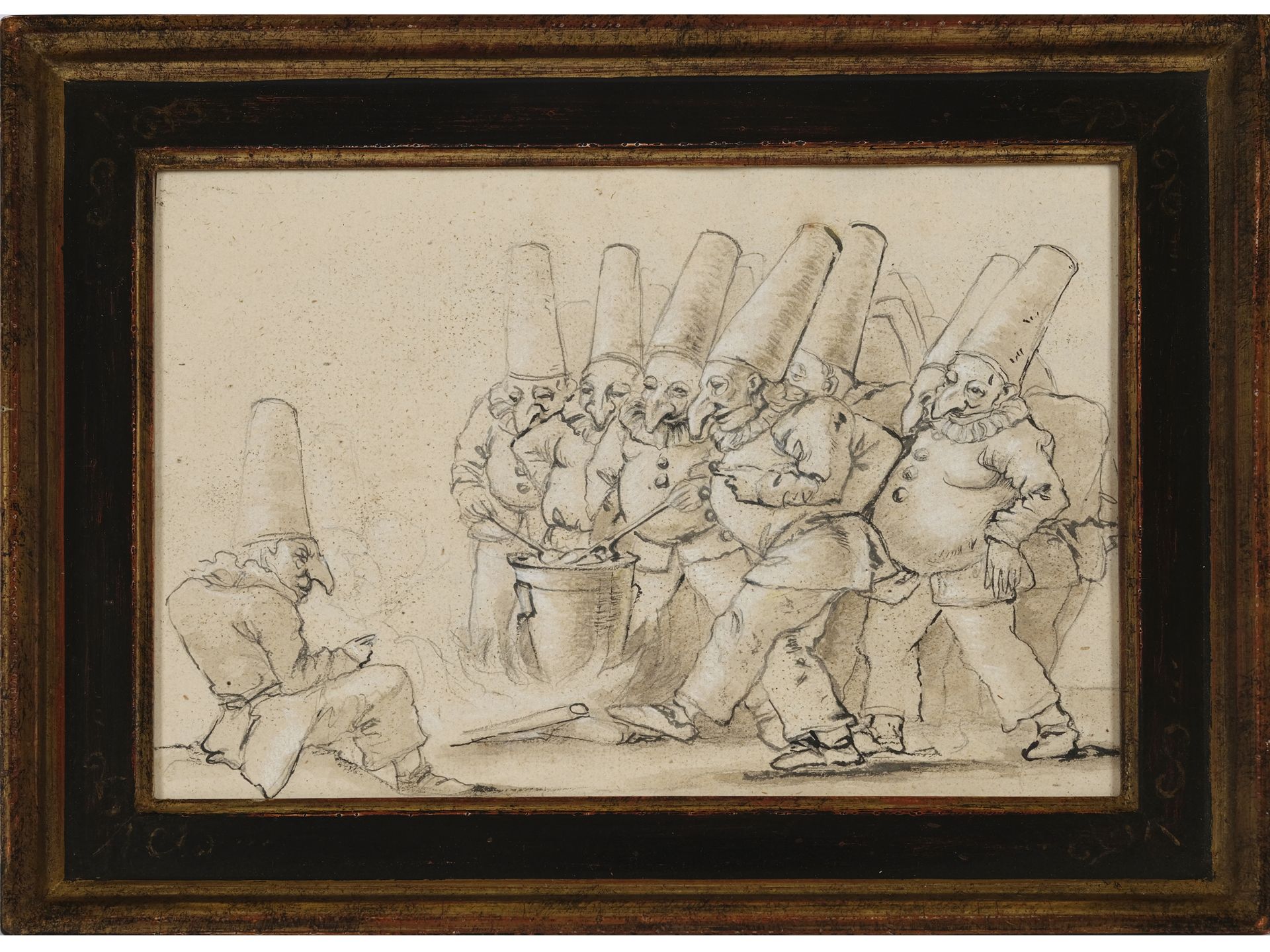 Giambattista Tiepolo, 1696 Venice - 1770 Madrid, follower, gnomes with Venetian masks - Image 2 of 3