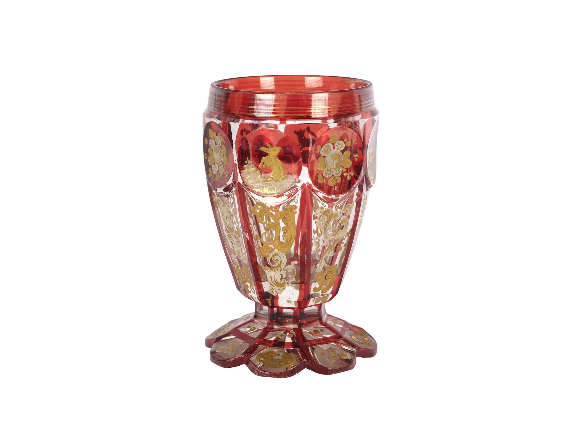 Biedermeier glass, all-round animal motifs, around 1840 - Image 3 of 4