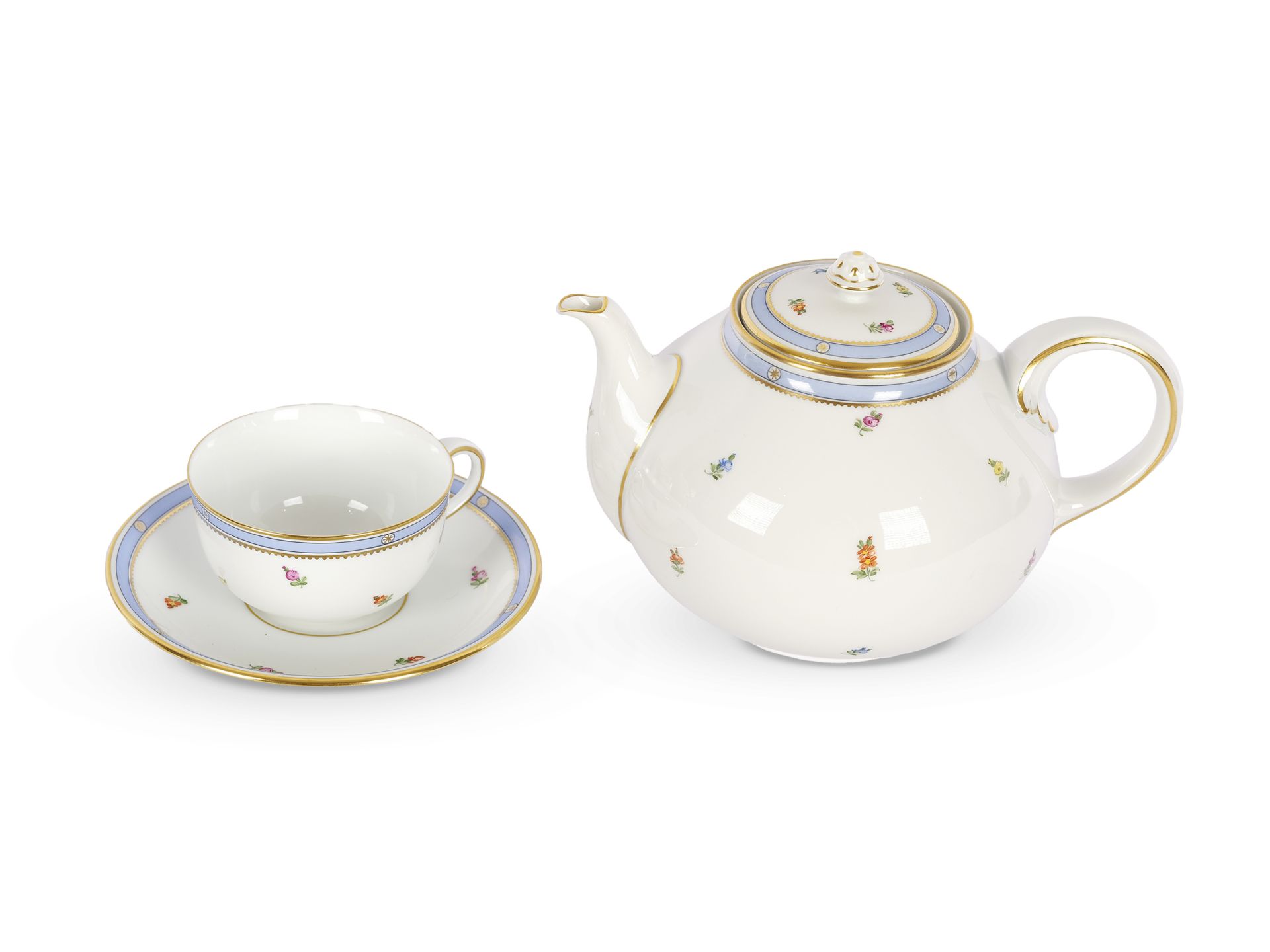 Coffee & tea set with floral decoration, 27 pieces, Augarten Vienna - Image 4 of 6