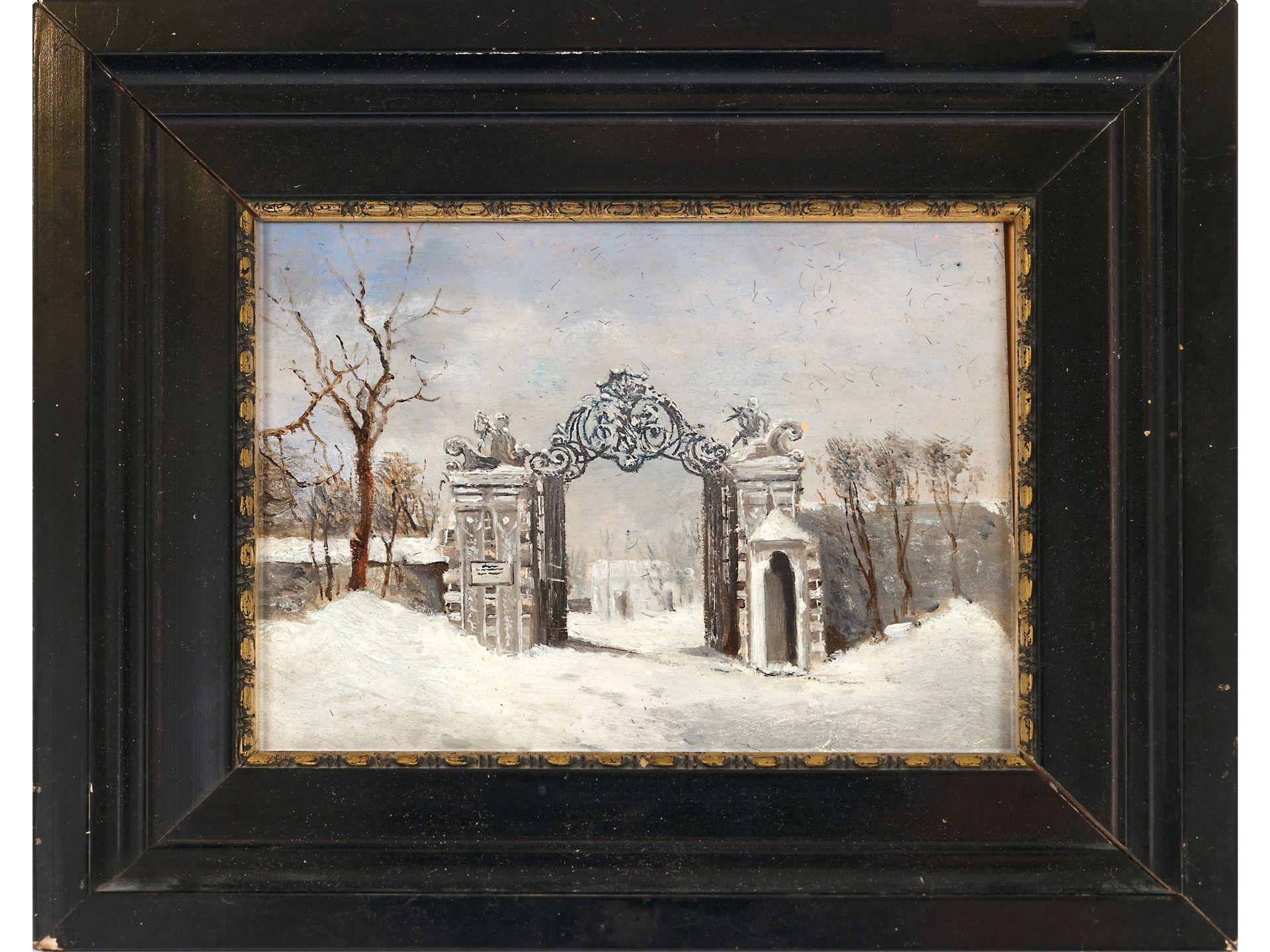 Carl Haunold, Vienna 1832 - 1911 Vienna, attributed, Entrance to the Belvedere in winter - Image 2 of 3