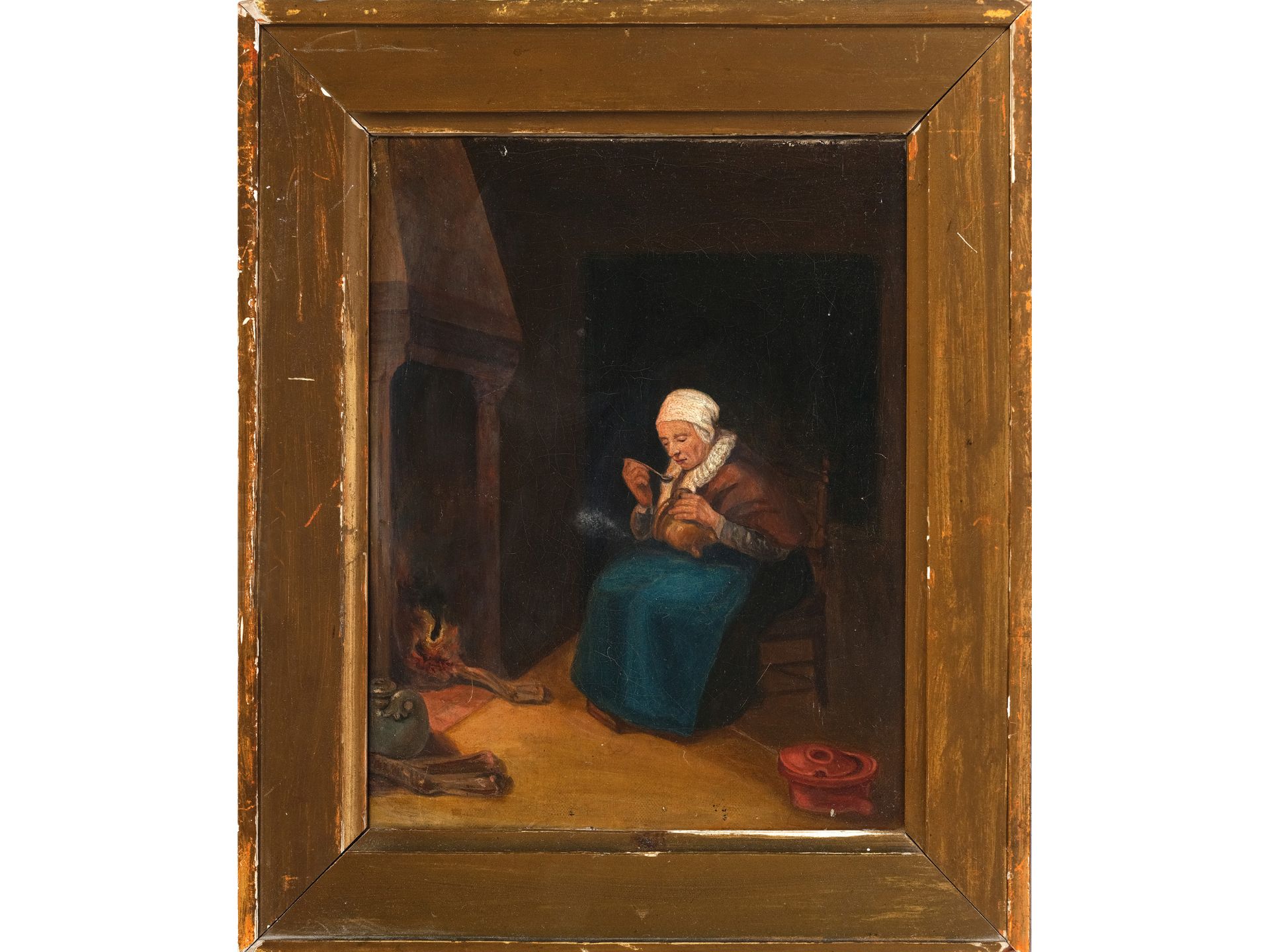 Unbekannter Maler, Alte Frau in Stube - Bild 2 aus 3