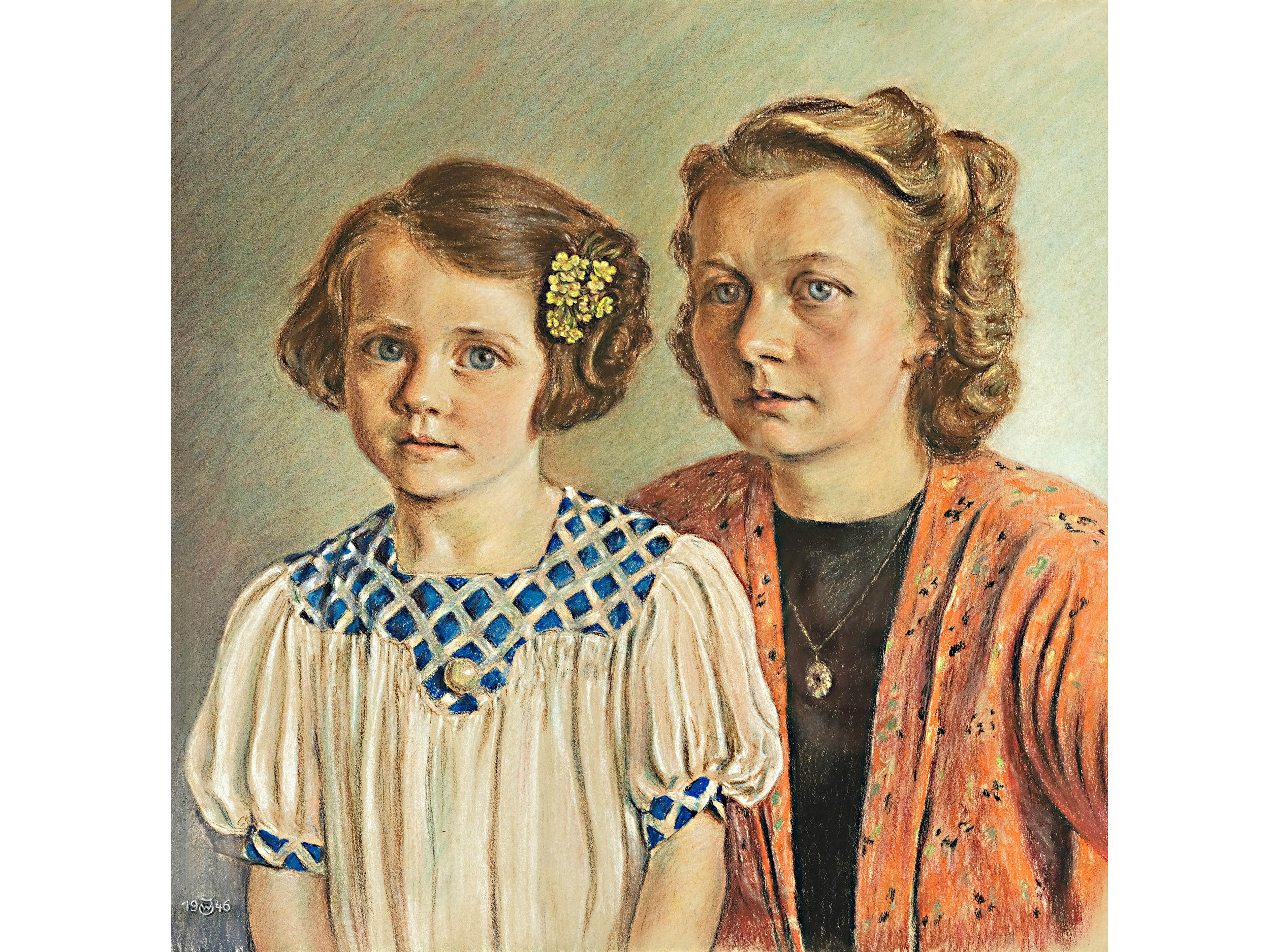 Unknown painter, Portrait of mother and daughter