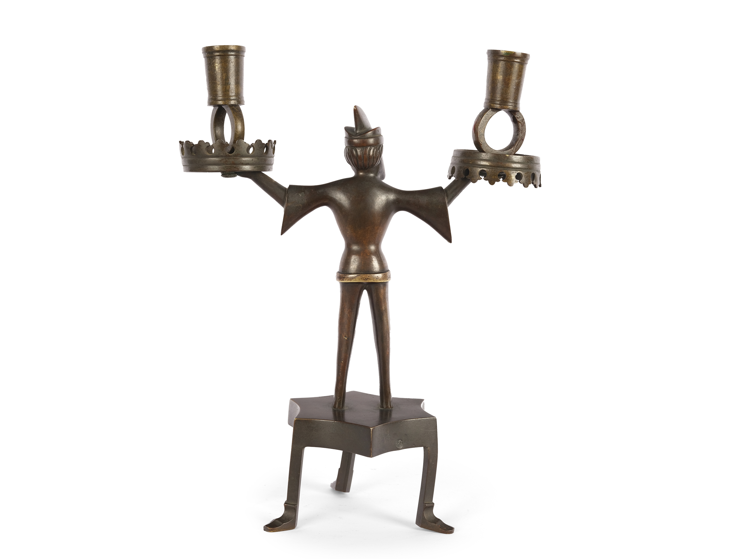 Candlestick with miner, two-armed, in the 15th century style - Image 3 of 4