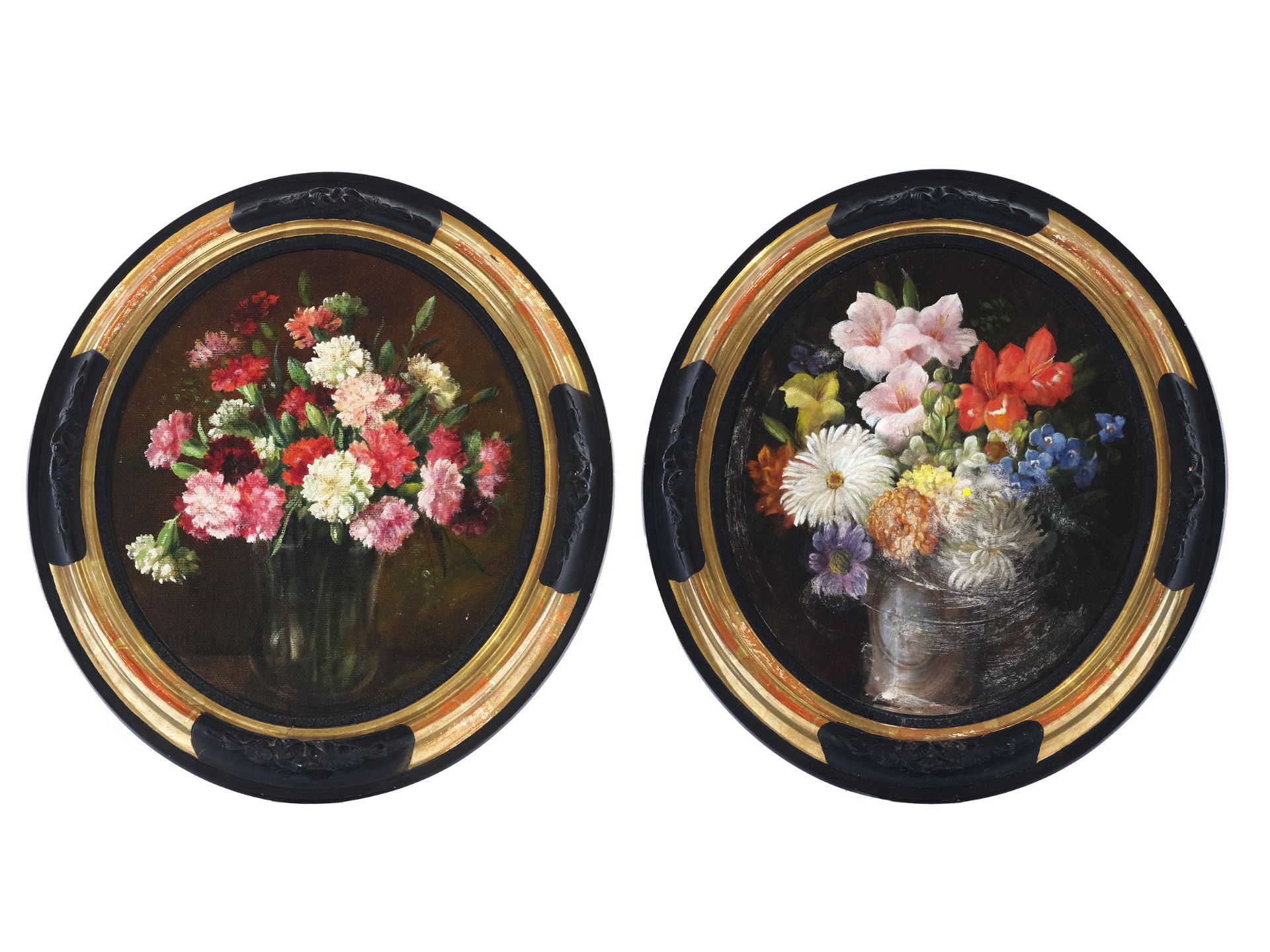 Pair of oval floral still lives, around 1900/20 - Image 2 of 5