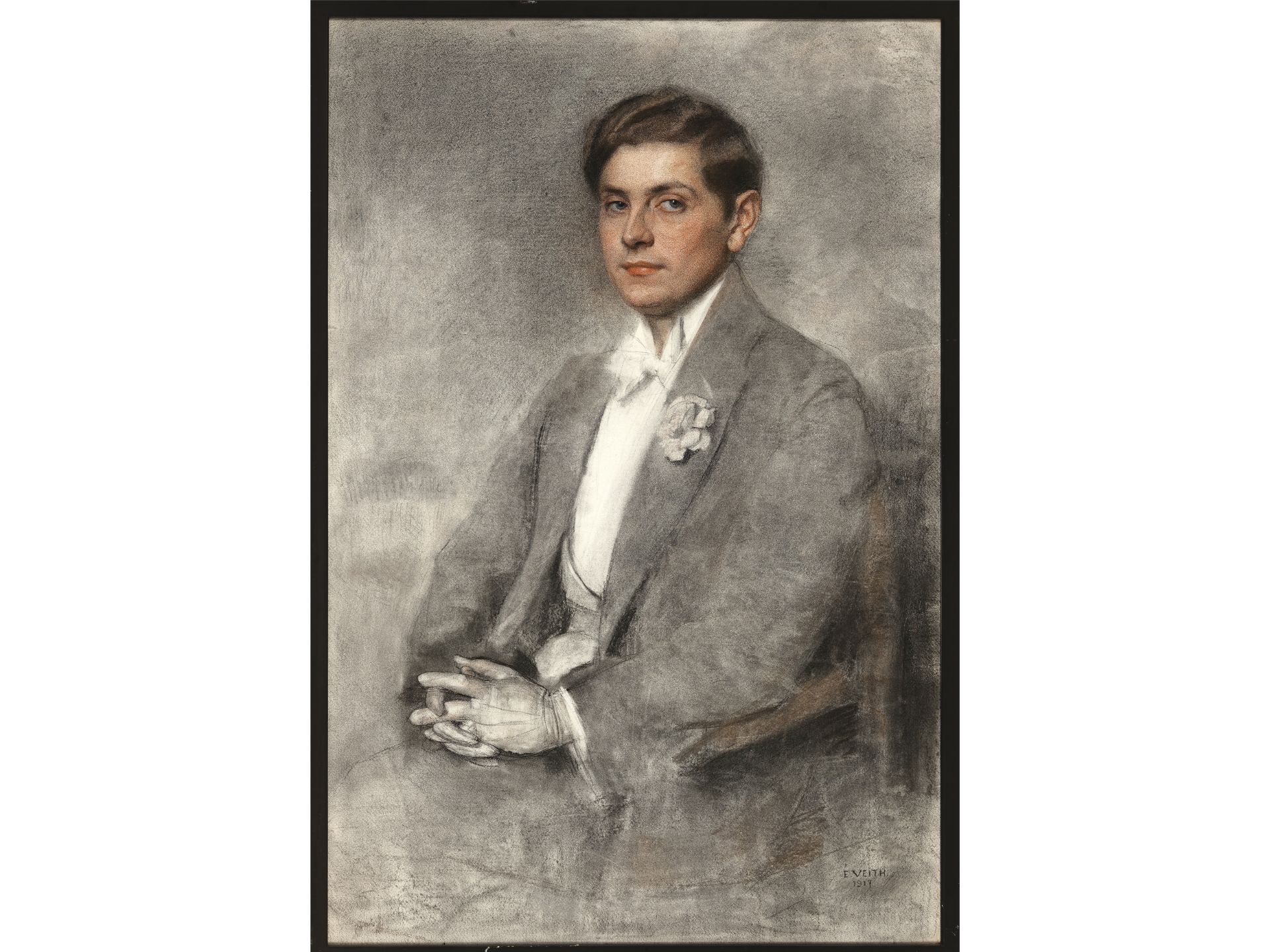 Eduard Veith, Neutitschein 1858 - 1925 Wien, Portrait eines jungen Mannes im Frack - Bild 2 aus 6