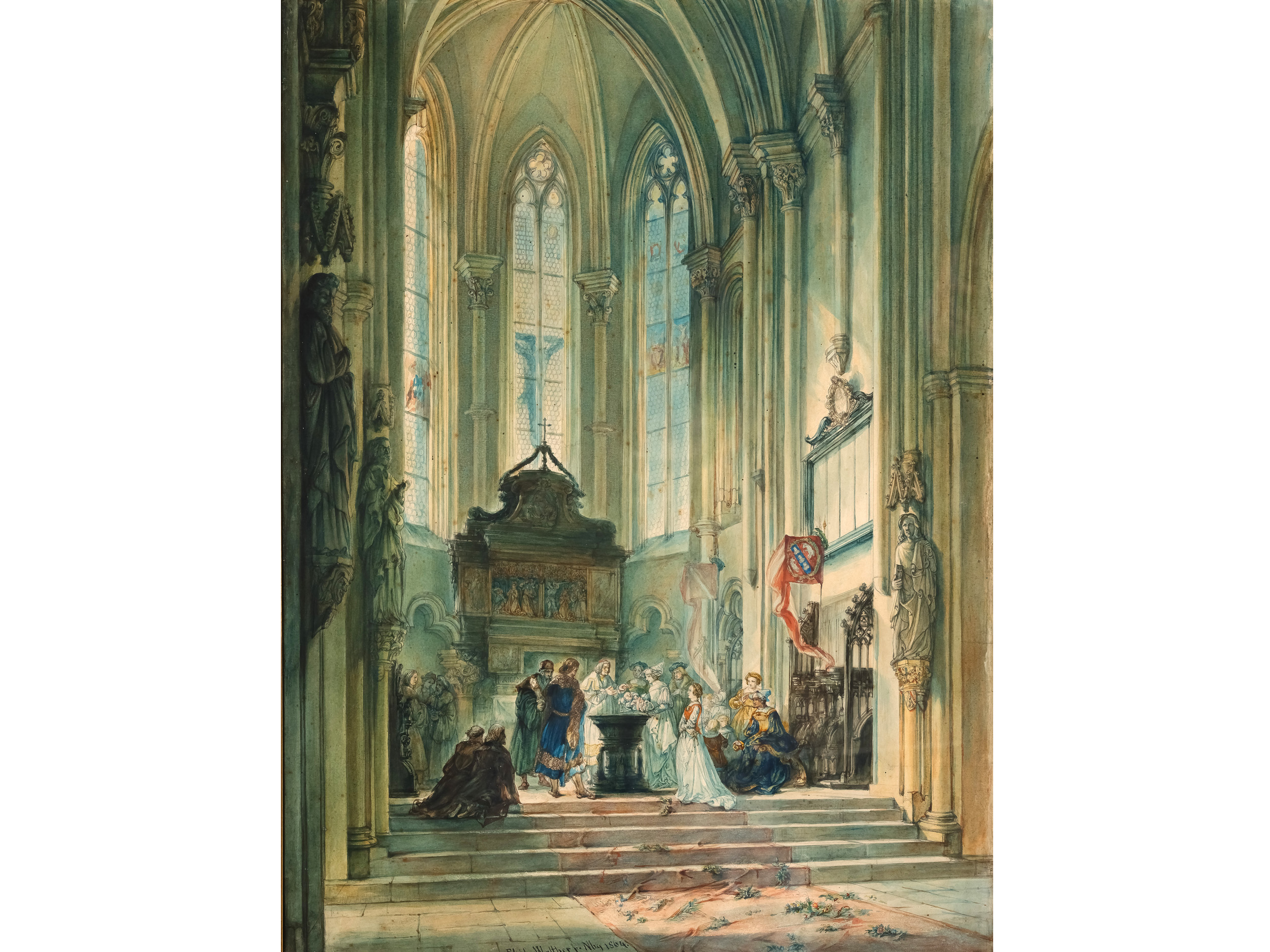 Johann Philipp Walter, Mühlhausen 1798 - 1868 Nuremberg, The interior of St Sebald's Church in Nurem