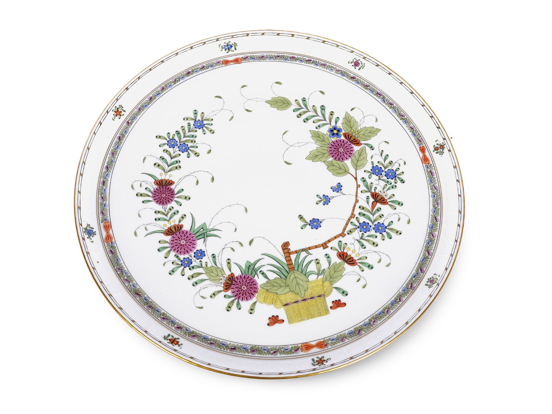 Serviceschalen auf rundem Teller, Herend, Fleurs des Indes/Indian Basket Multicolor - Bild 4 aus 7