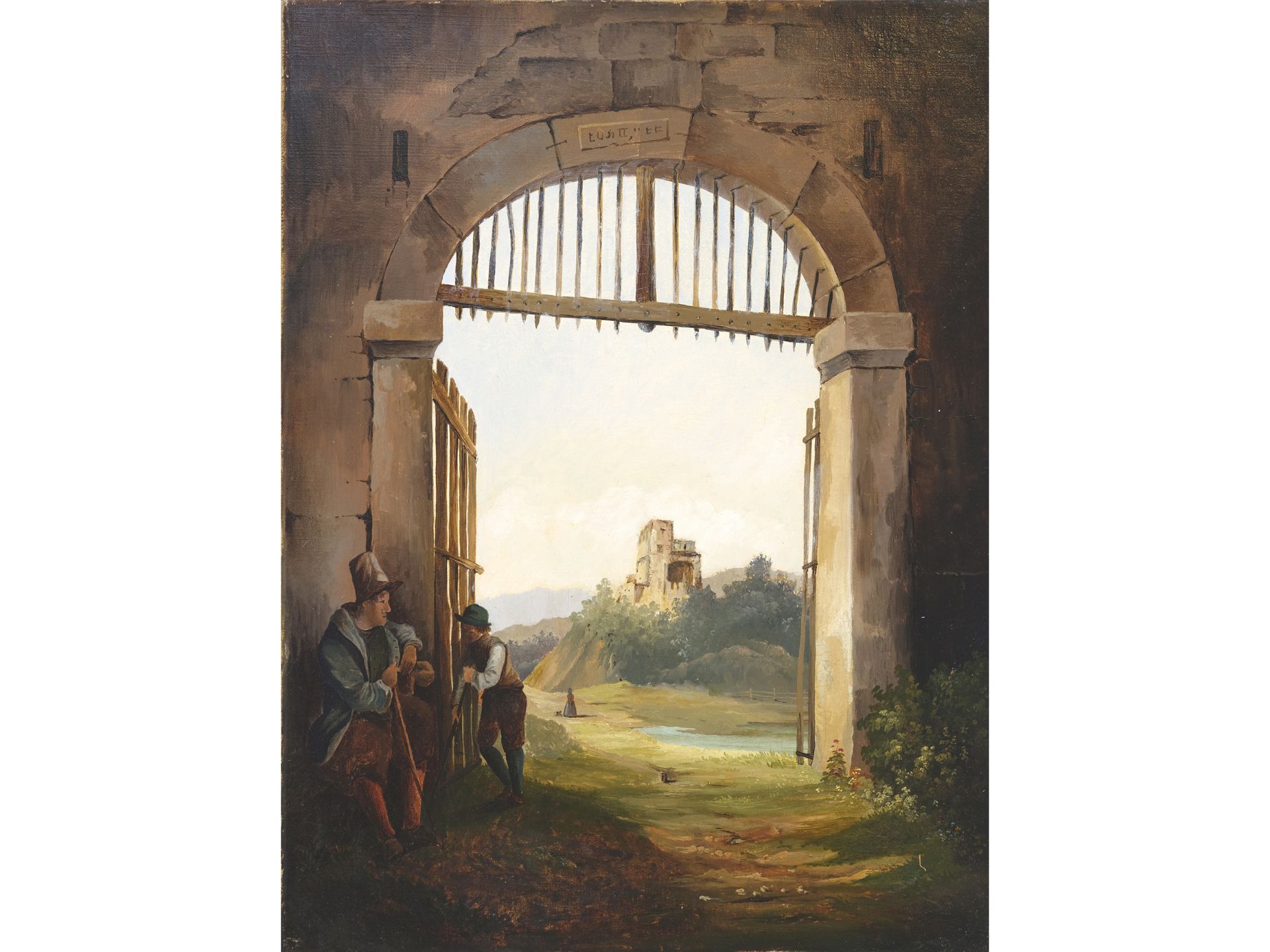 Unbekannter Maler, Durchblick auf eine Ruine, Mitte 19. Jahrhundert
