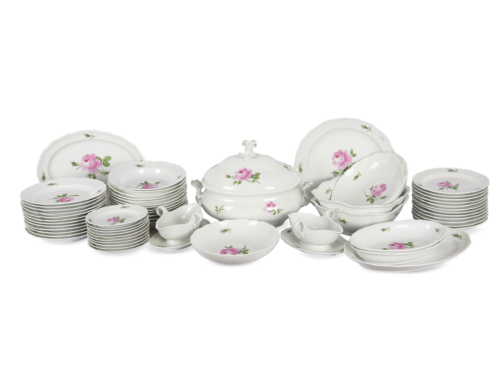 Speiseservice, 59-teilig, Meissen, Rosendekor