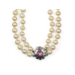 Double-row pearl necklace