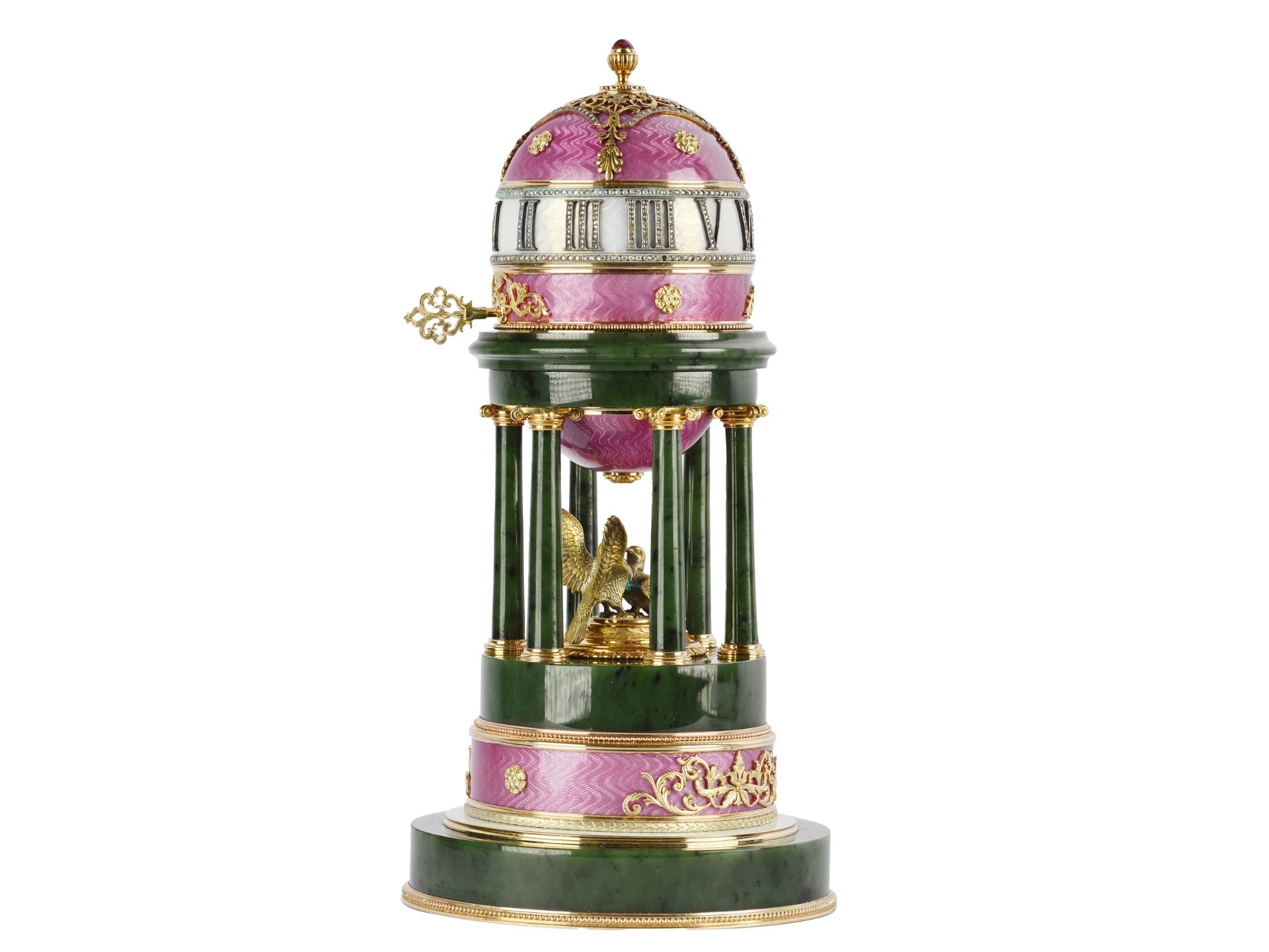 Hochbedeutendes Unikat einer Kolonnaden-Uhr, im Stil von Peter Carl Fabergé, Sankt Petersburg 1846 - - Bild 2 aus 17