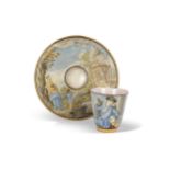 Cup and saucer, Castelli?, painted in the style of the Grue family, Italy, 18th century