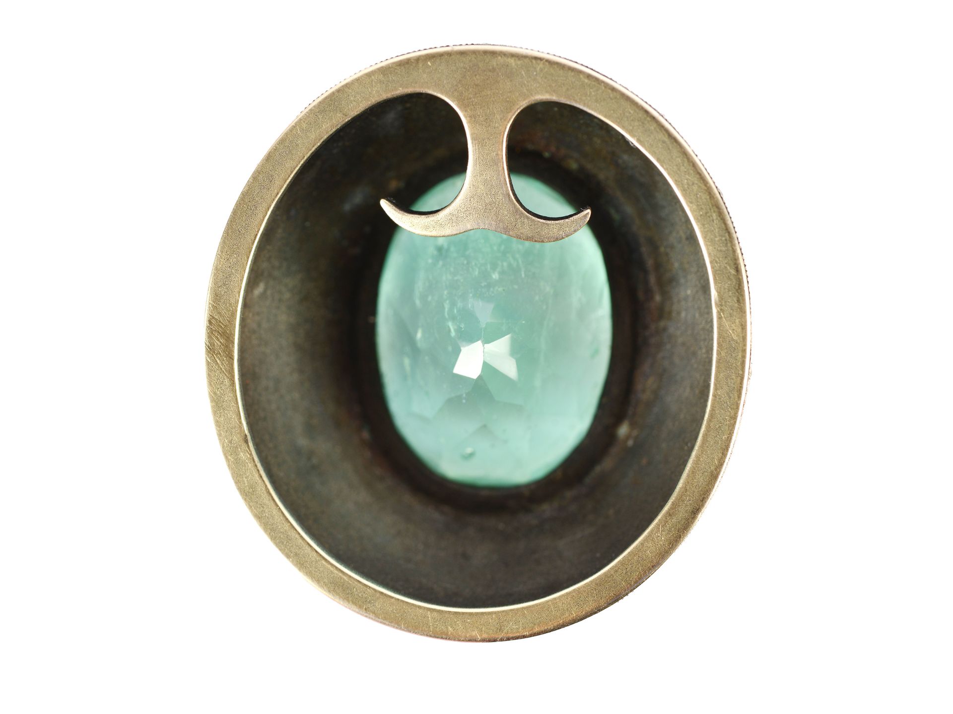 Pendant, precious metal setting, set with small diamonds, a large emerald in the centre - Image 3 of 4