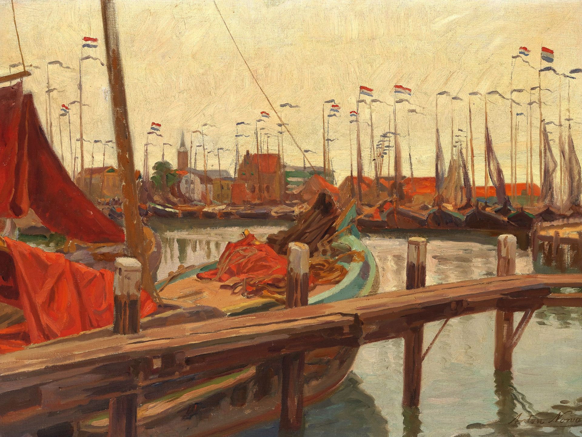 Anton Nowak, Marburg an der Drau 1865 - 1932 Vienna, Flag gala in Volendam