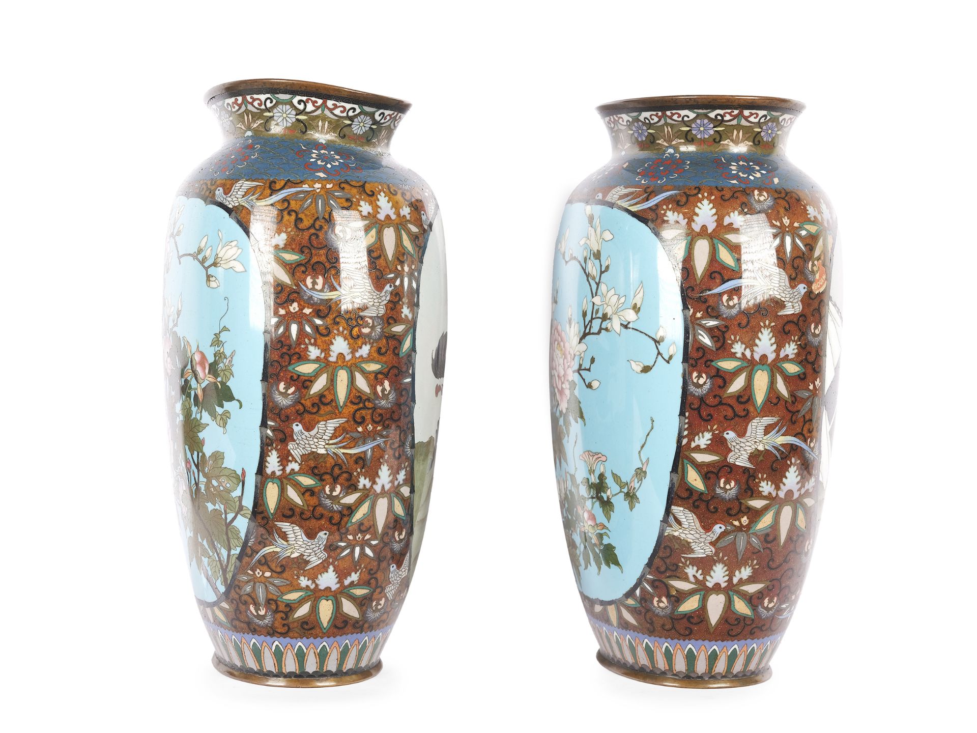 Pair of cloisonné vases, Japan, Meiji period, 1868-1912 - Image 4 of 5