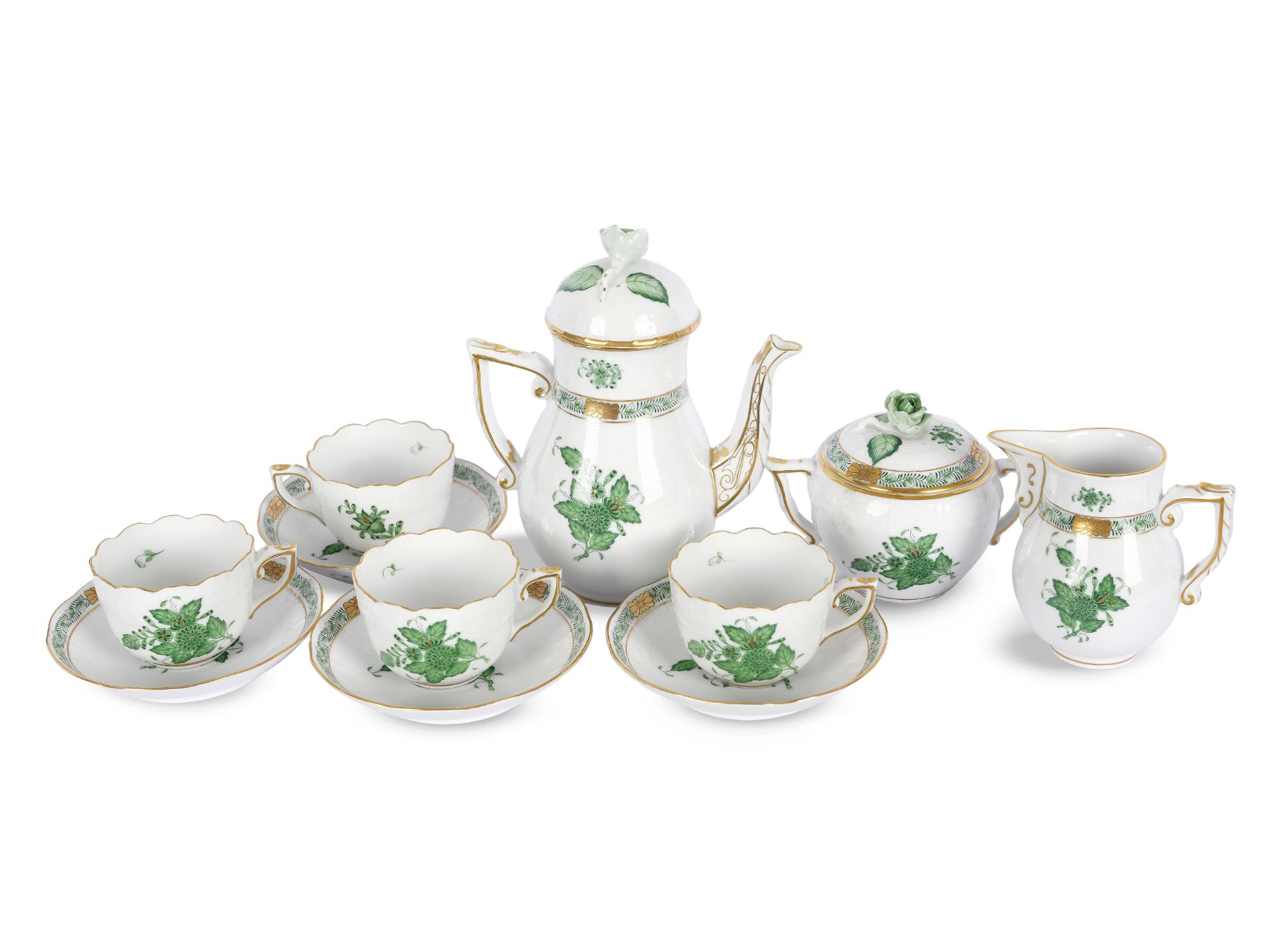 Mocha set, 11-piece, Herend, Apponyi Vert