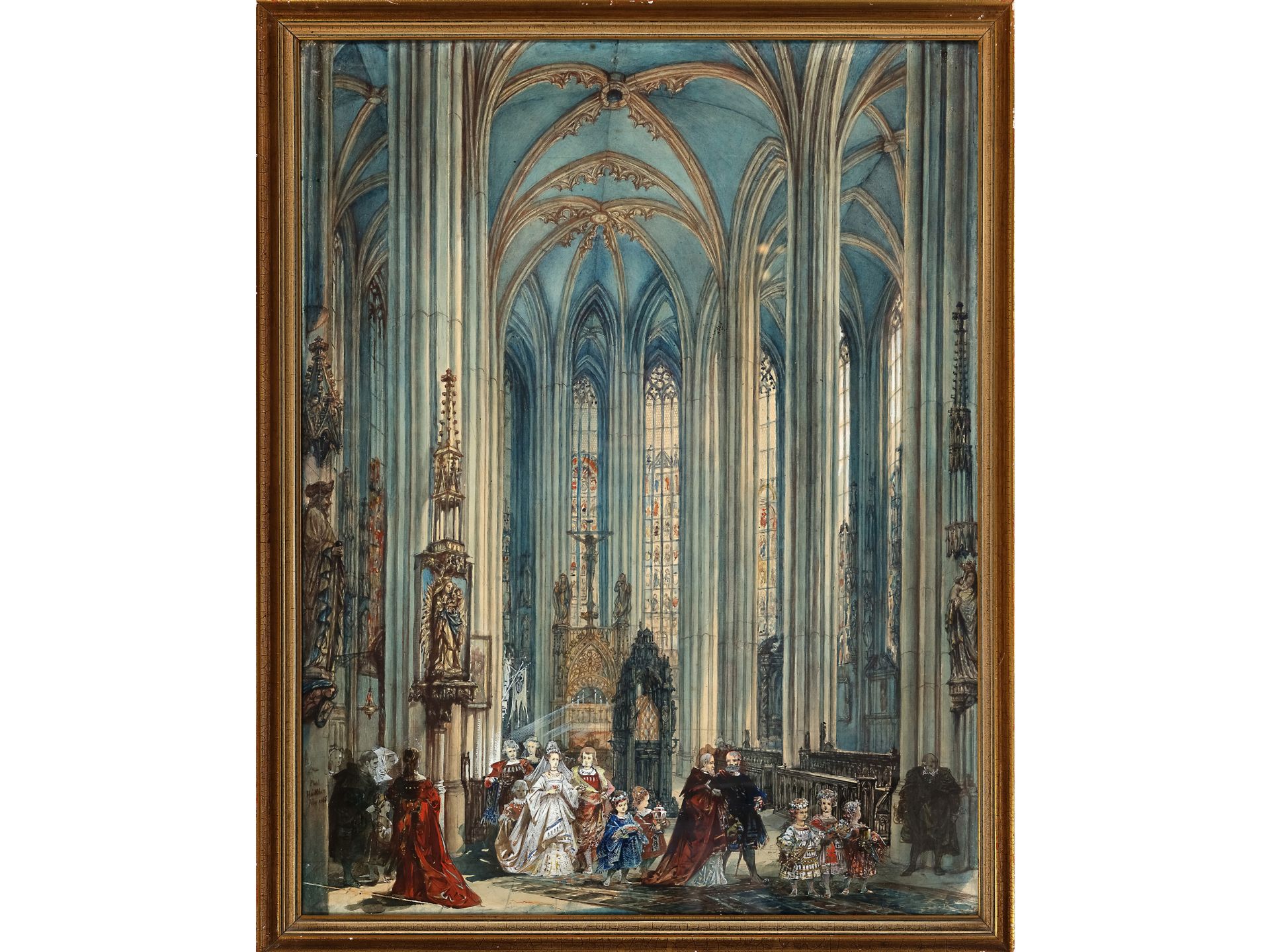 Philipp Walter, Mühlhausen 1798 - 1868 Nürnberg, Das Innere der Sankt Sebaldskirche in Nürnberg - Bild 2 aus 5