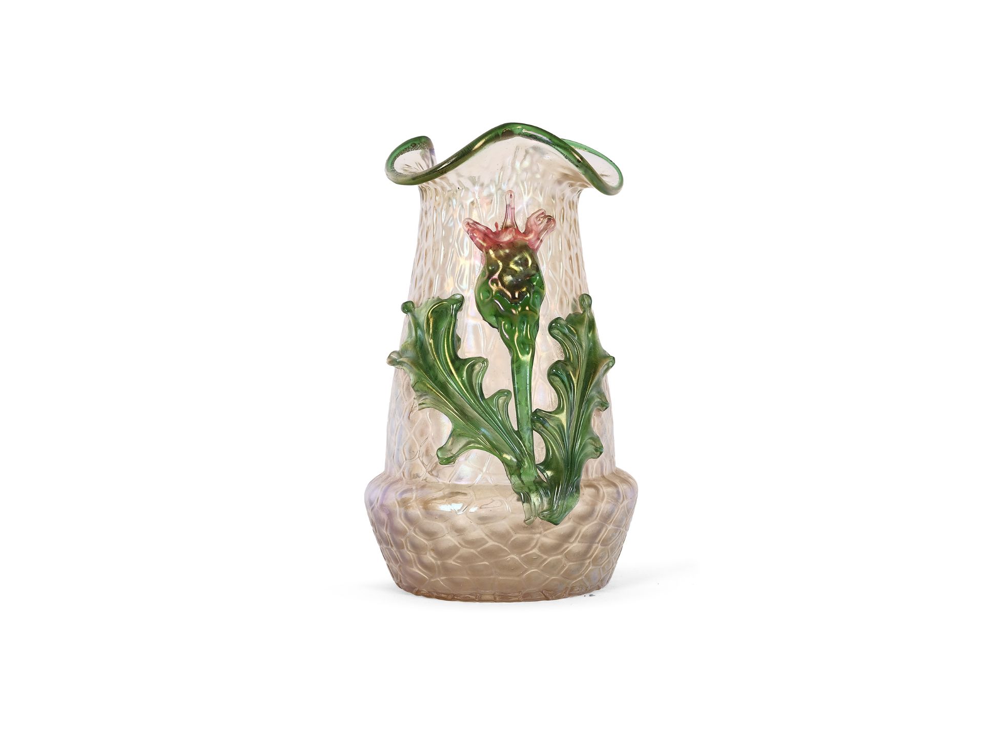 Vase with thistle decoration, Kralik - Image 4 of 5