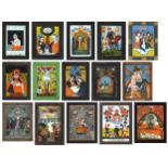 Bundle of 15 reverse glass paintings