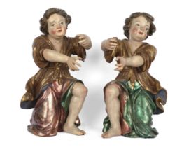 Pair of baroque angels, alpine, 18th century