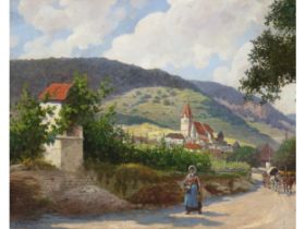 Hermann Reisz, Neuhäusl 1865 - around 1900 Vienna, attributed, View of Weißenkirchen