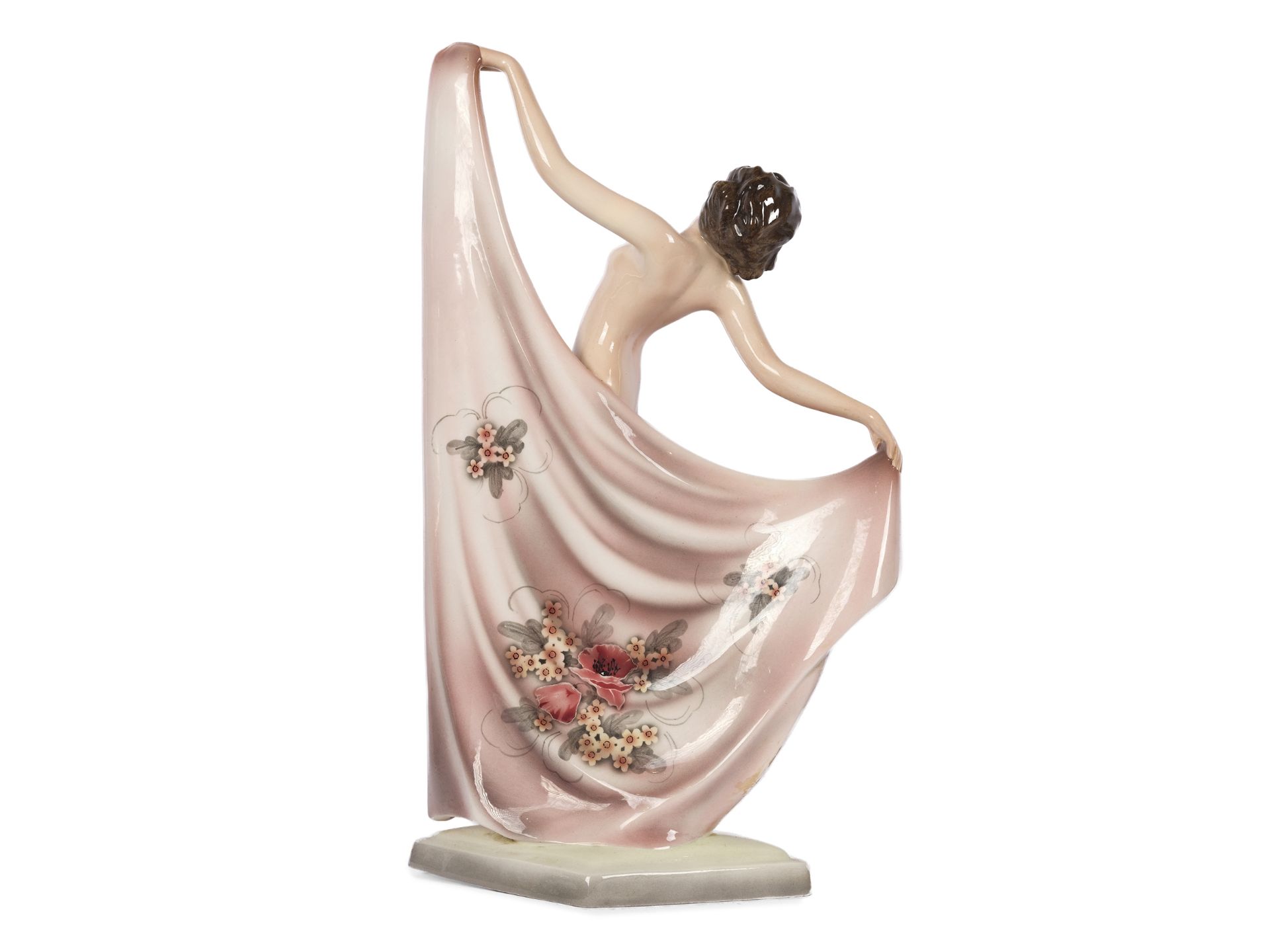 Goldscheider Vienna c. 1920/25, dancer in a floral dress - Image 4 of 5