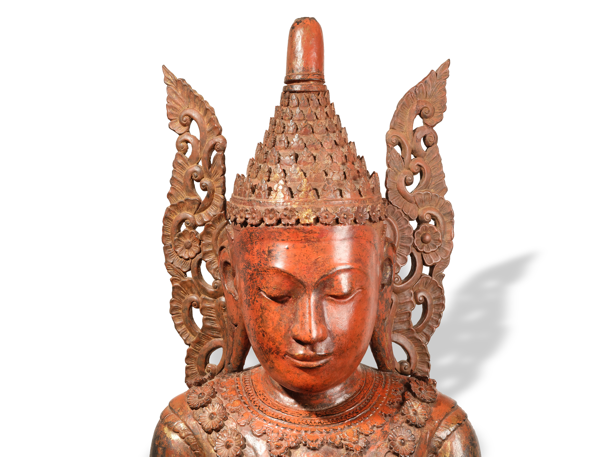 Large lacquered wooden Buddha, Myanmar (Burma), Shan, 17th-18th century - Image 7 of 9