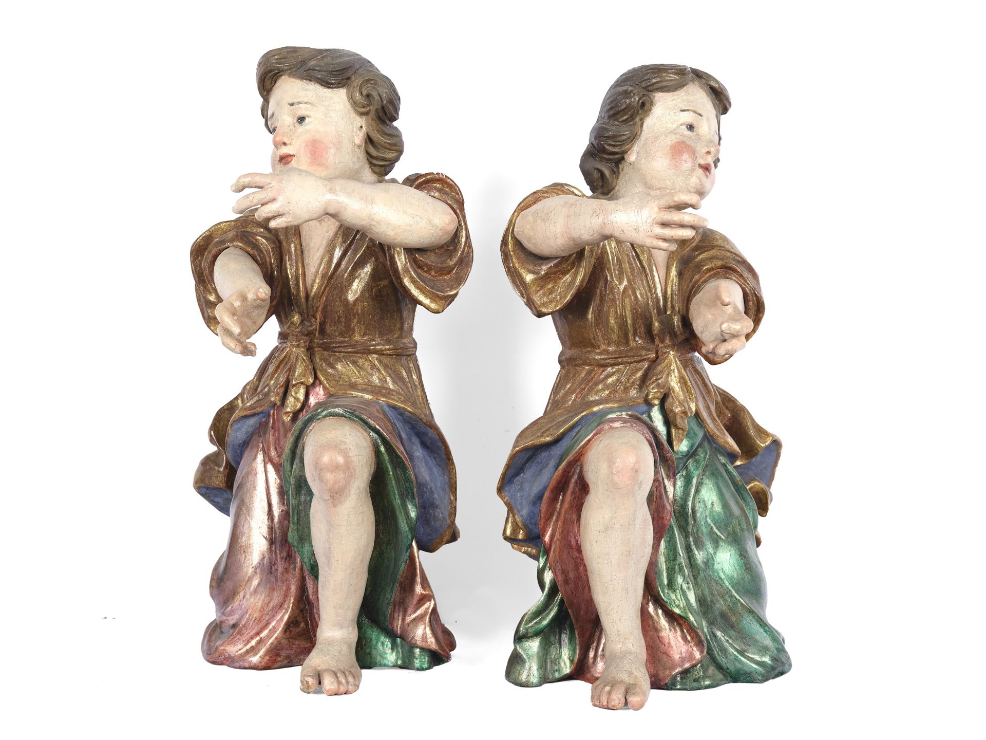 Paar Barockengel, alpenländisch, 18. Jahrhundert - Bild 2 aus 5
