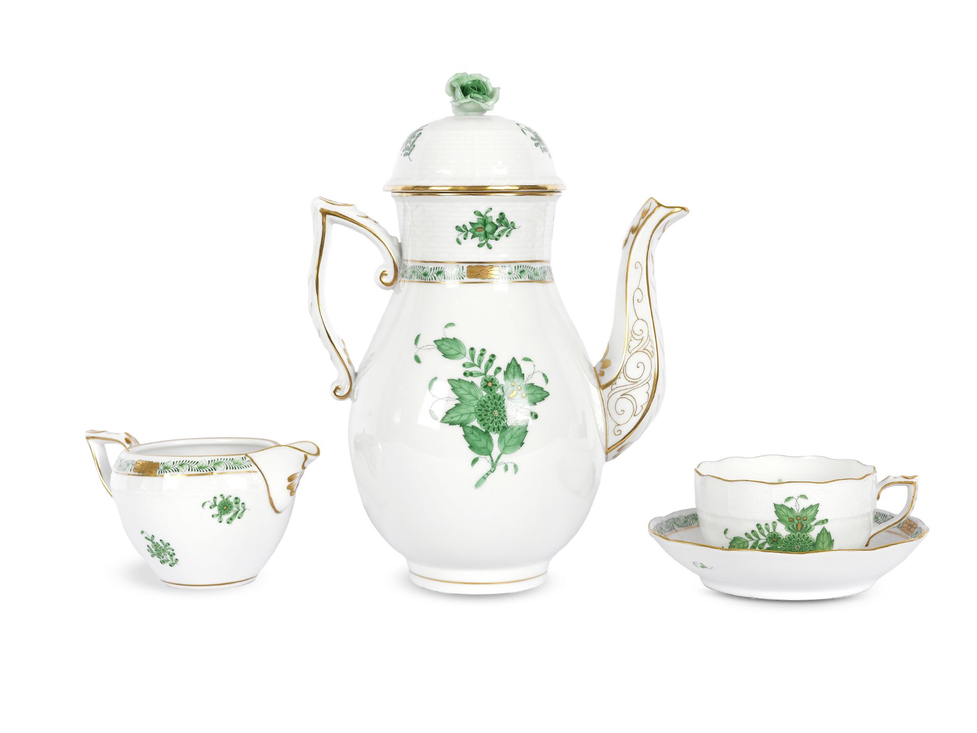 Mocha set, 11-piece, Herend, Apponyi Vert - Image 2 of 5