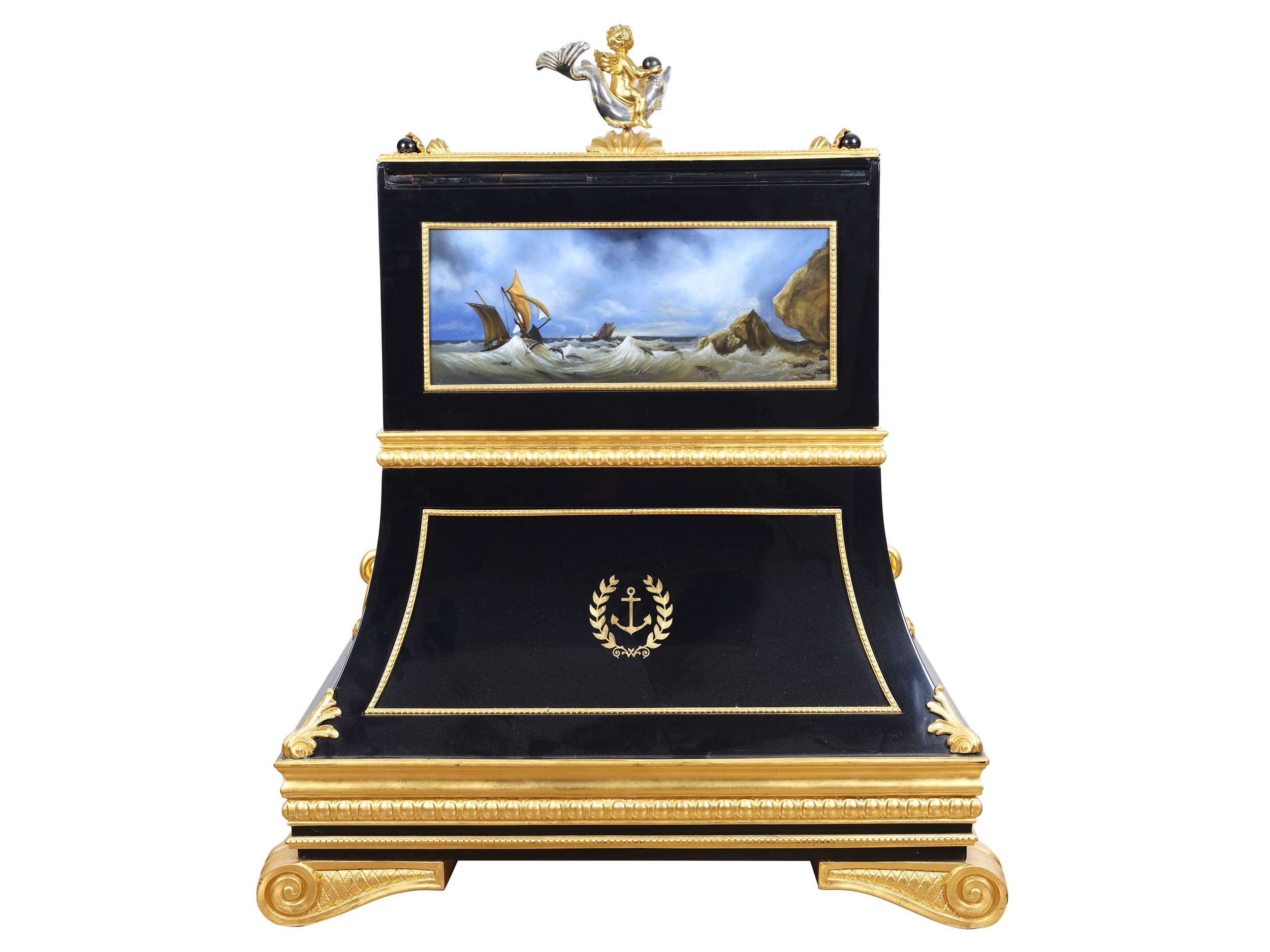 Safe, one-of-a-kind, handcrafted, revolving maritime scenes after Claude J. Vernet - Image 20 of 20