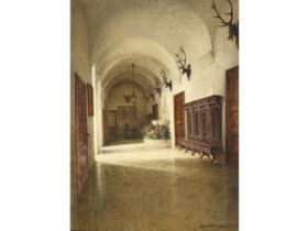 Hans Pühringer, Klosterneuburg 1875 - 1953 Klosterneuburg, Great Corridor in Goldegg Castle